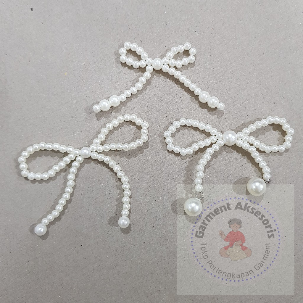 Pita Mote Hiasan Baju Isi 12pcs / Hiasan Aksesoris Pita Mutiara / Pita Mutiara Kecil / Ribbon Brooch