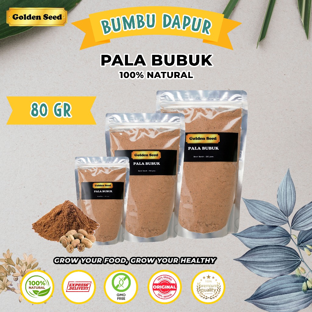 

PALA BUBUK MURNI 80GRAM / NUTMEG POWDER 80GR / BUBUK PALA ASLI (HALAL TANPA CAMPURAN)