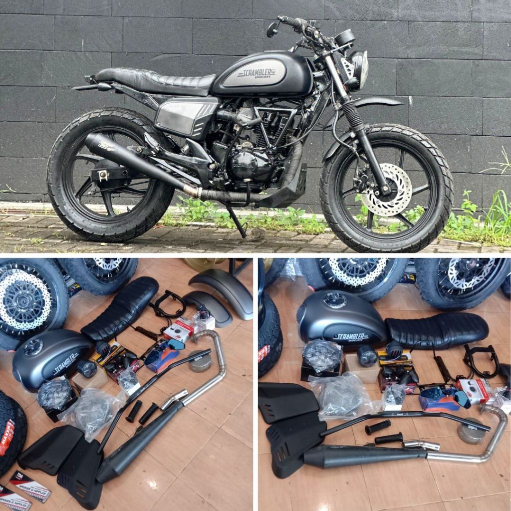 PAKET CUSTOM SCRAMBLER JAPSTYLE MEGAPRO SCORPIO THUNDER TIGER BYSON GL