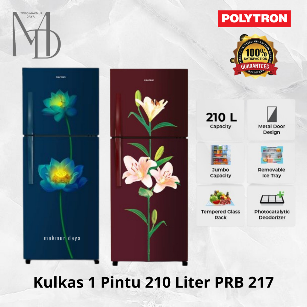 Kulkas 2 Pintu Polytron PRB217 / PRB 217 Lemari ES 210 Liter PRB-217 R / B