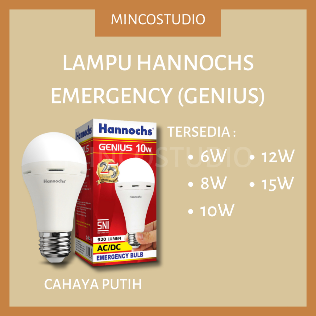 LAMPU HANNOCHS EMERGENCY BULB LED ACDC GENIUS / LAMPU EMERGENCY / EMERGENCY LAMP