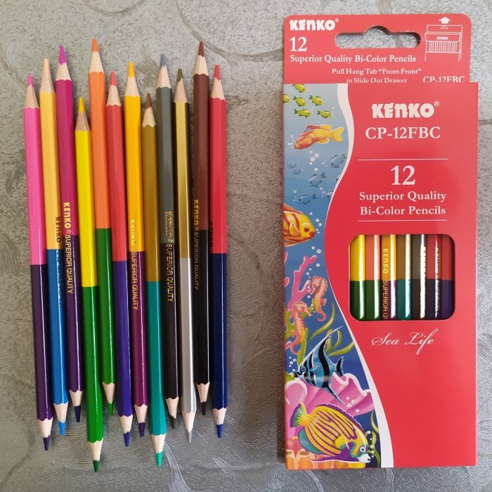 

Pensil Warna 2 sisi 12 Pensil 24 Warna KENKO Bicolor 12 color pencils CP-12 FBC