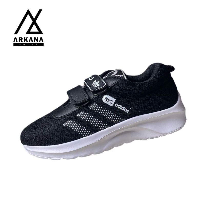 SEPATU ANAK OLAH CEWEK COWOK PAUD/TK/SD/SMP BORDIL NIKE/ADIDAS HITAM/UKURAN 27-38 USIA 4/15 TAHUN