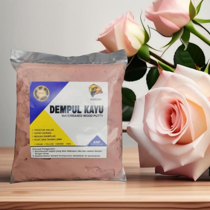 Dempul Kayu Merah Jati 425 gram / Plamir Kayu Kuat Keras Hemat Mudah Diamplas