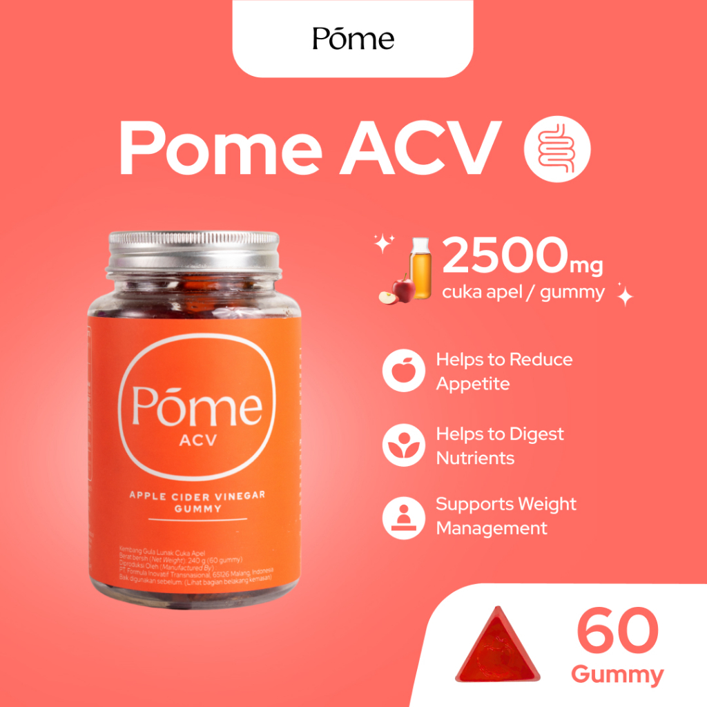 

Gummy POME ACV Suplemen Diet Apple Cider Vinegar Superfood Vegan