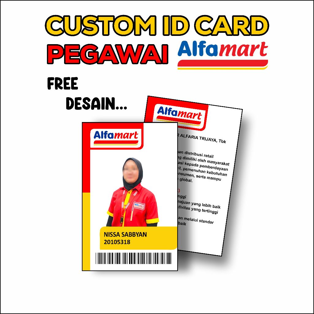 

CETAK ID CARD ALFAMART CUSTOM SATUAN COD