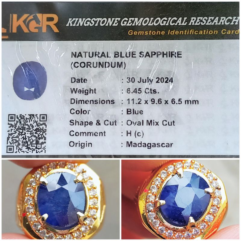 Cincin Batu Blue Sapphire Madagascar Natural