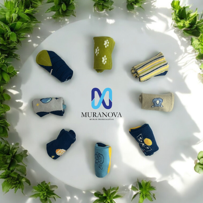 5 Pasang Kaos Kaki Bayi cowok Motif Keren Berbahan Tebal Halus Berkualitas  Free Kantong