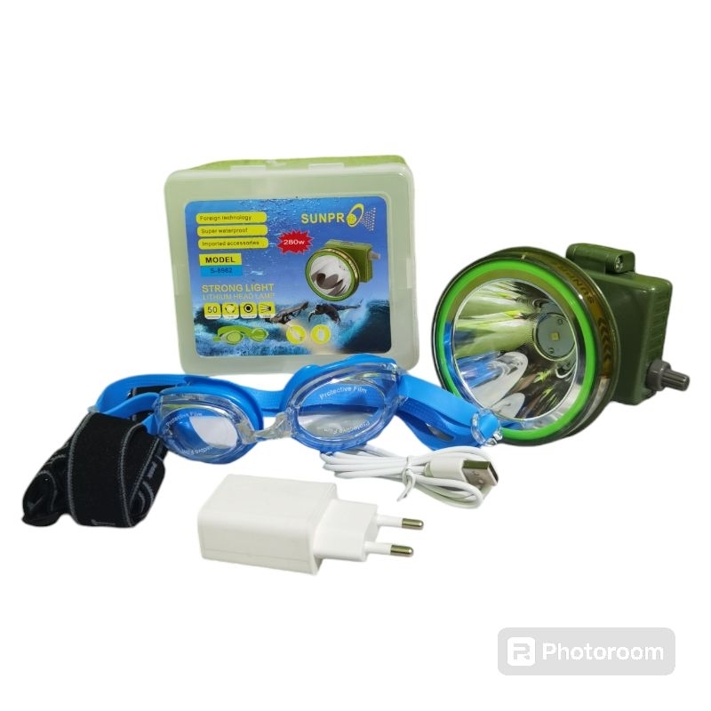 Senter Kepala Menyelam Sunpro 280W S-8962 Original 100 % ll Senter Kepala Menyelam Sunpro 100W super