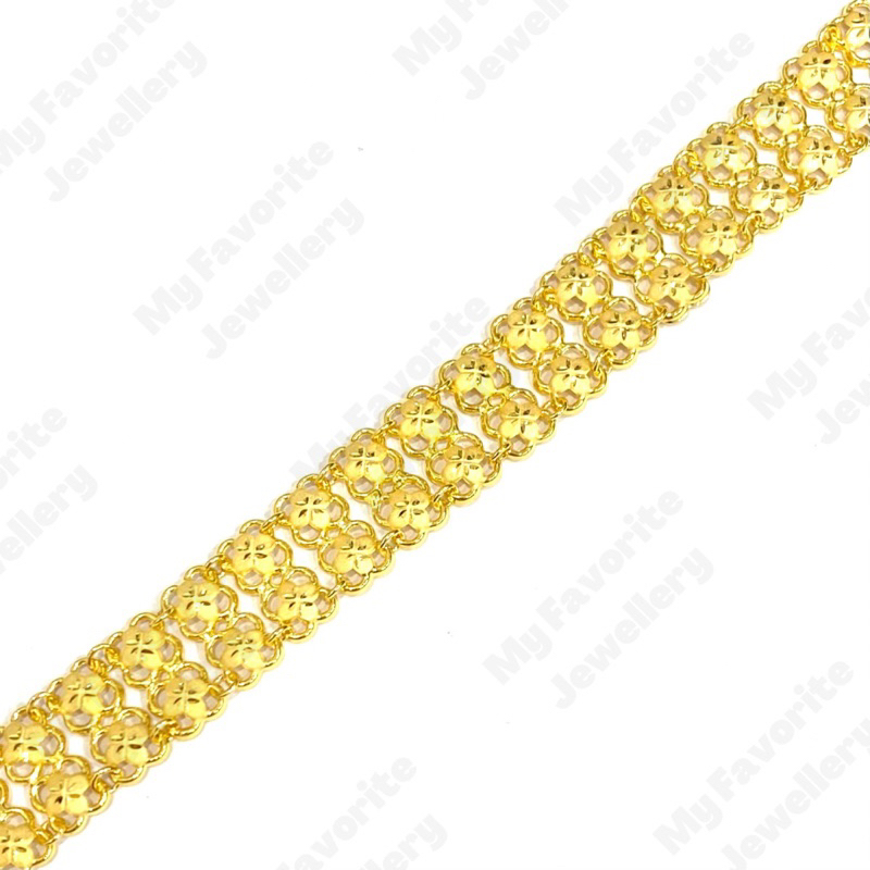 Gelang Sisik Naga Bunga Double Emas Asli Kadar 700