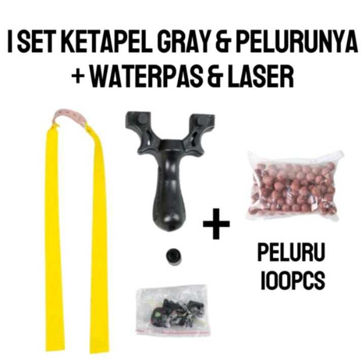 Ketapel Laser Satu Set + 100 pcs gotri br Hobbi