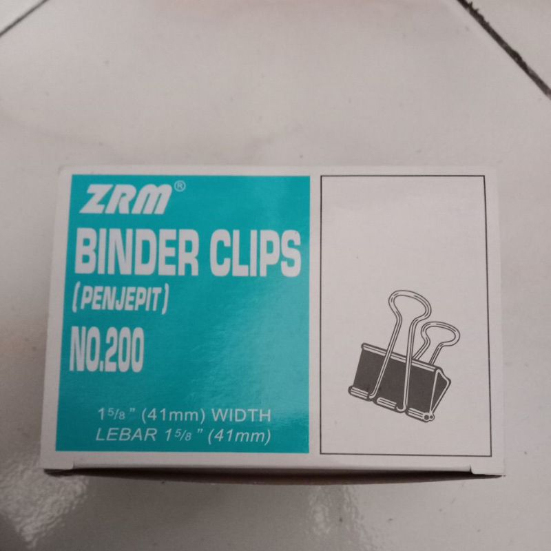 

binder clips no. 200 merk zrm 1 pak isi 12