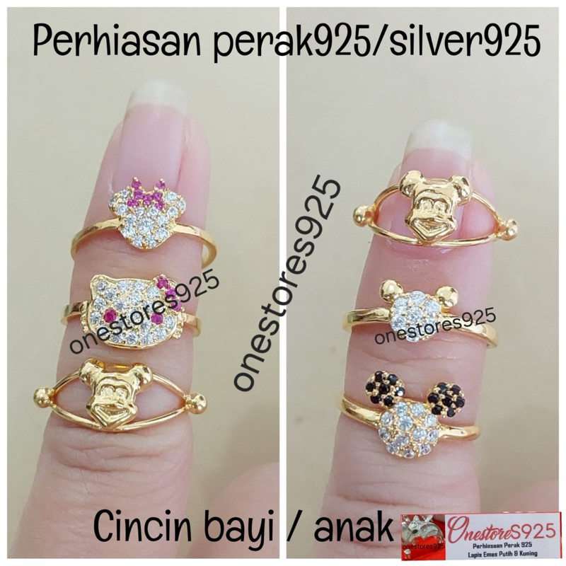 CINCIN ANAK MODEL MODEL PERAK 925 ASLI LAPIS EMAS KUNING