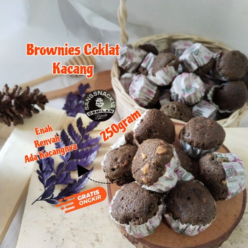 

Brownis Coklat Kacang / Kue Brownies Kering