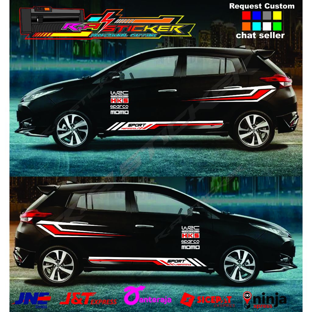 STIKER MOBIL YARIS AYLA DLL STIKER CUTTING LIS BODY SAMPING MINIMALIS
