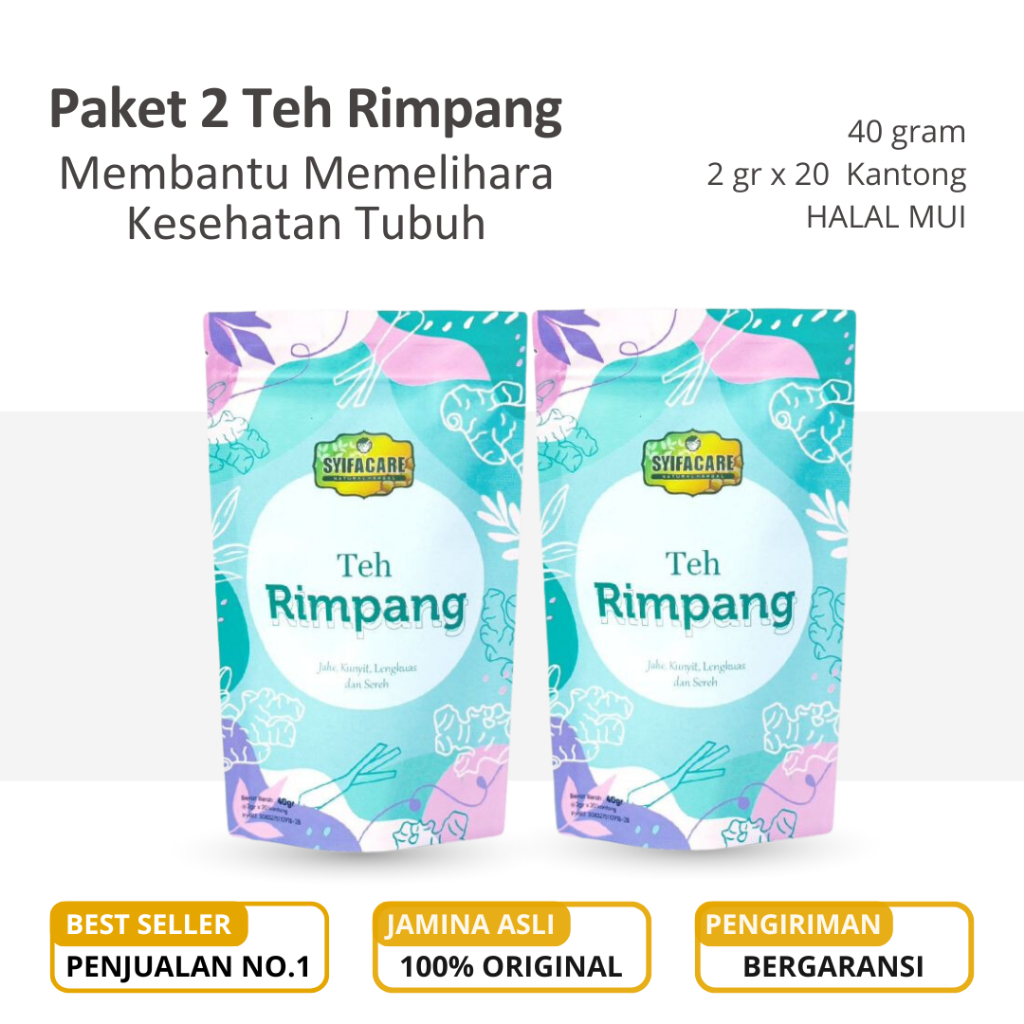 

PAKET 2 Teh Celup Rimpang Syifacare Bahan Herbal Alami 40 gr Halal