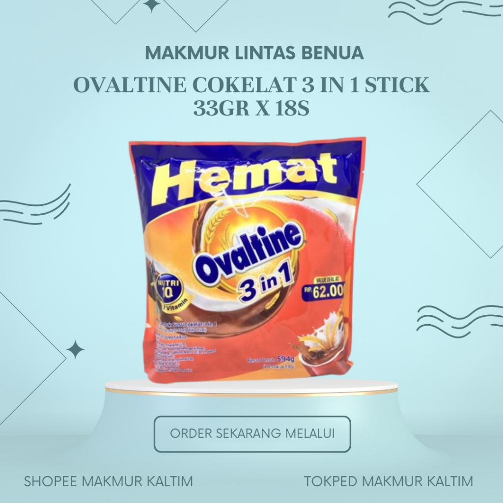 

Ovaltine 3 in 1 Susu Bubuk Cokelat Stik 33grx18s