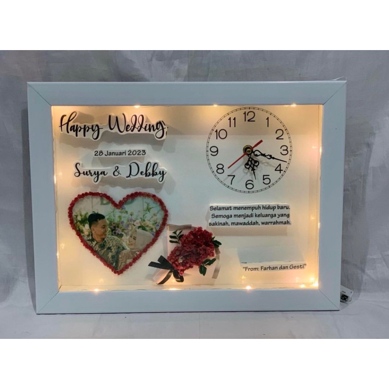 POP UP FRAME BUKET JAM BESAR flower in frame Wedding pernikahan ultah anniversary wisuda