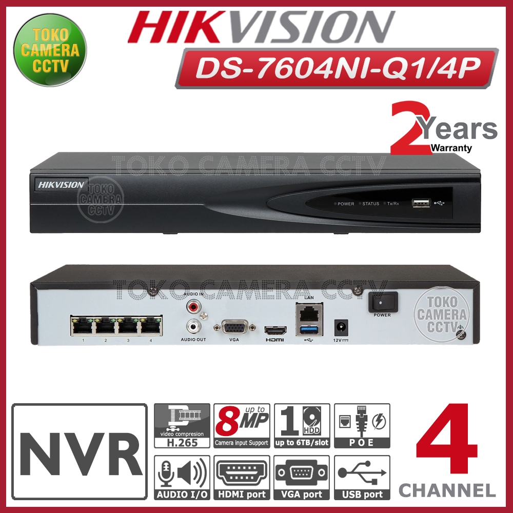NVR HIKVISION 4 CHANNEL POE RECORDER CCTV 4CH 8MP