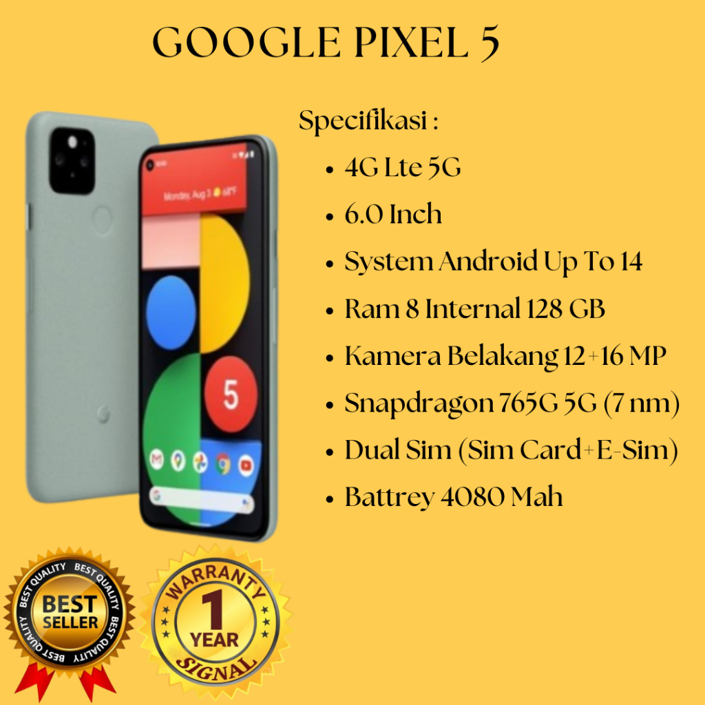 Permanen GOOGLE PIXEL 5 5G 8-128GB SECOND ORIGINAL