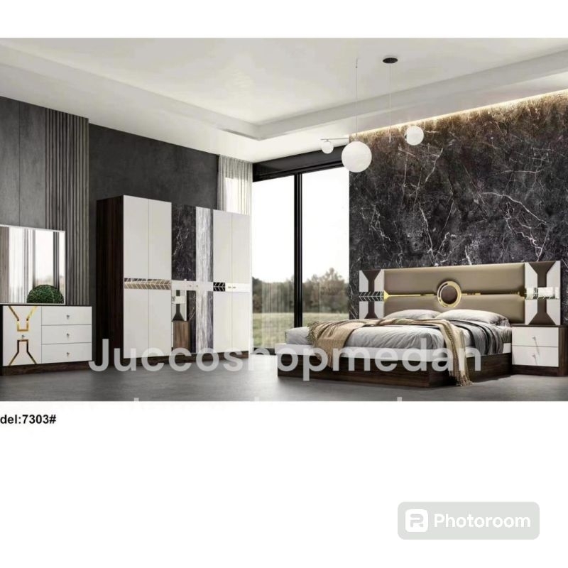 Bed Set Minimalis - Paket Hantaran Mewah - Rangka Bed - Meja Rias - Lemari Pakaian jumbo - Nakas  - 
