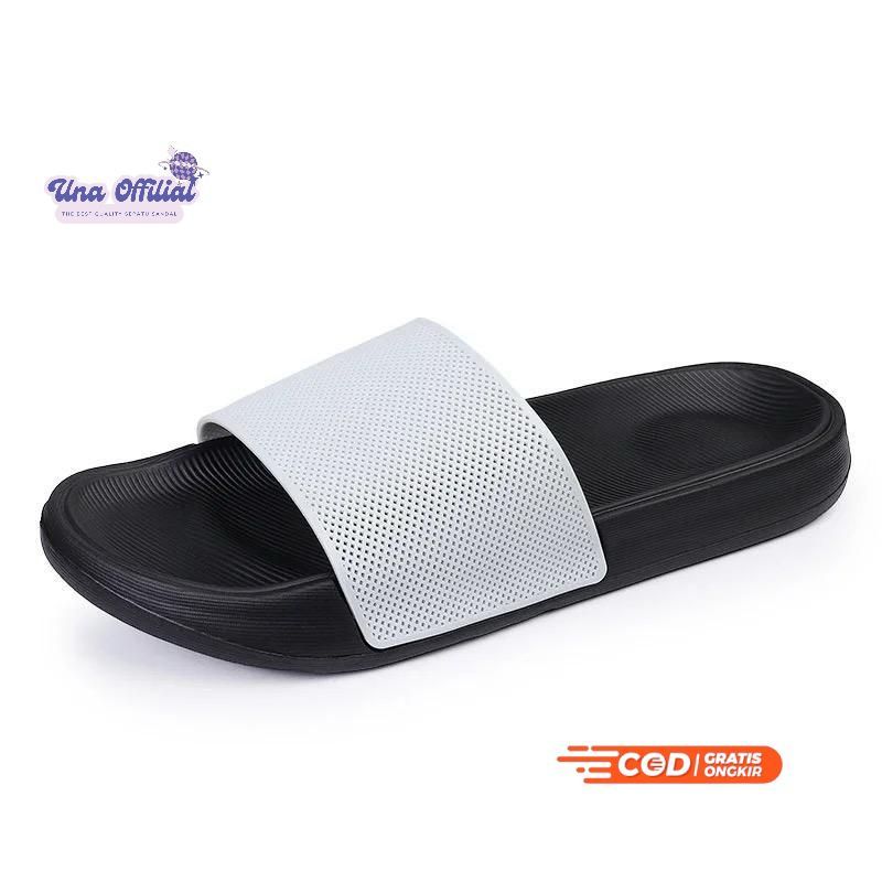 Sandal slide slop pria wanita sandal slop polos motif jaring viral slop upper loke sistem