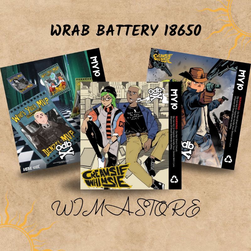 

Stiker Wrap Baterai 18650 ODB Kreamsie limited edition Full Motif Untuk Melindungi Baterai