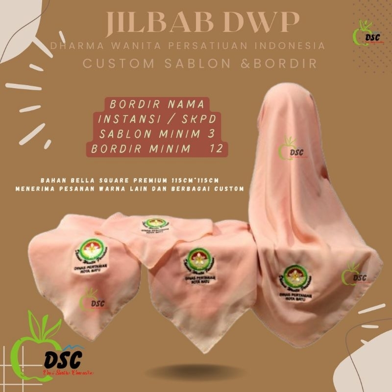 Jilbab Dharma Wanita Persatuan Premium Costum nama instansi/SKPD