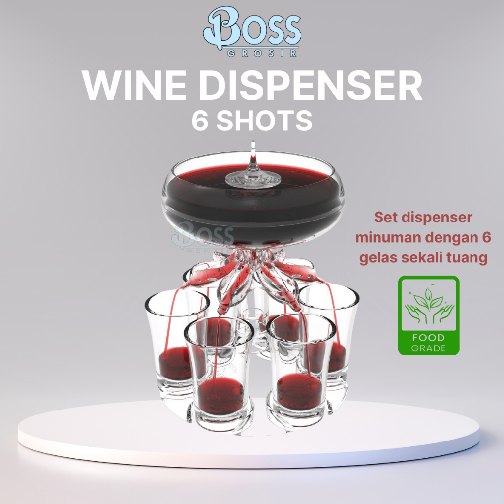 alkena_storee - dispenser wine 6 gelas akrilik transparan - wine dispenser shot beer party drink set