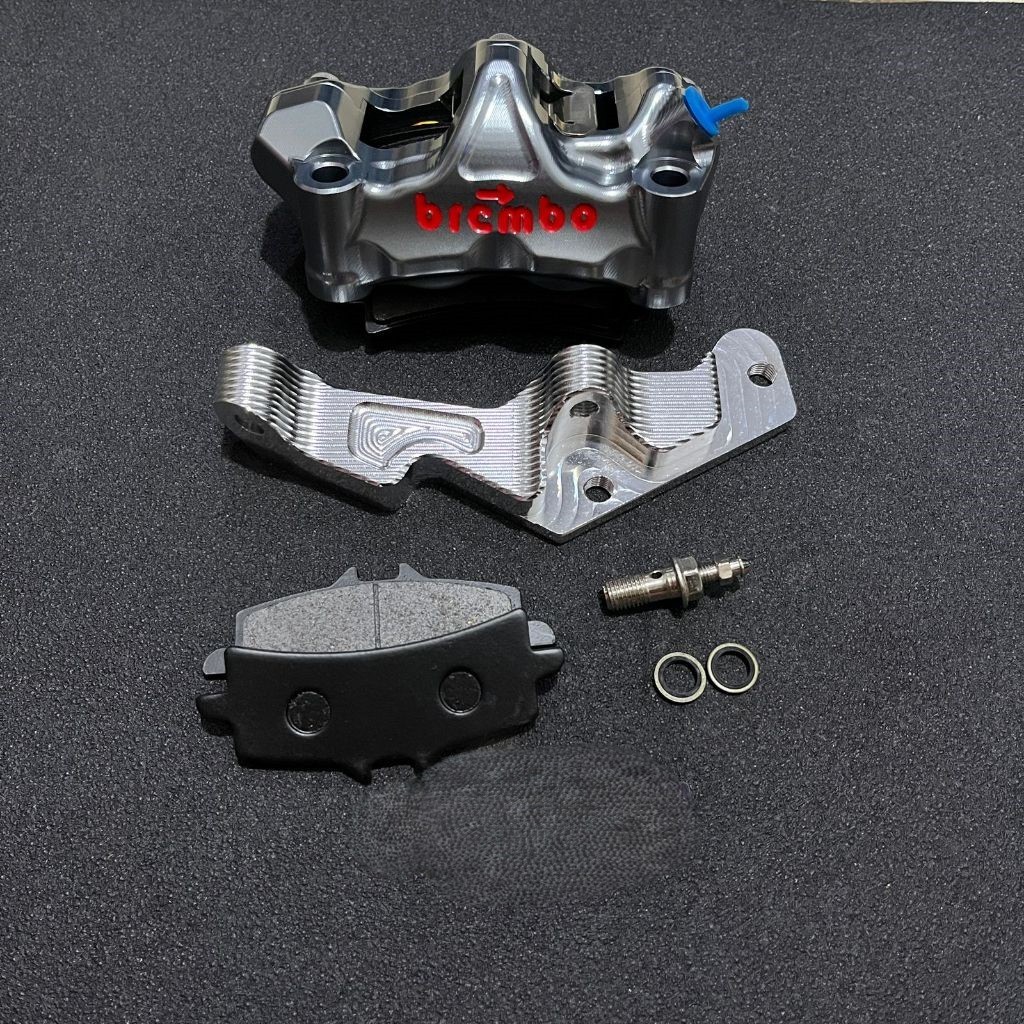 TERMURAH  KALIPER GP4RX GP4RS SET BREKET NMAX OLD NEW CAKRAM DEPAN GP4RX GP4RS 4 PISTON 4P CNC BONUS
