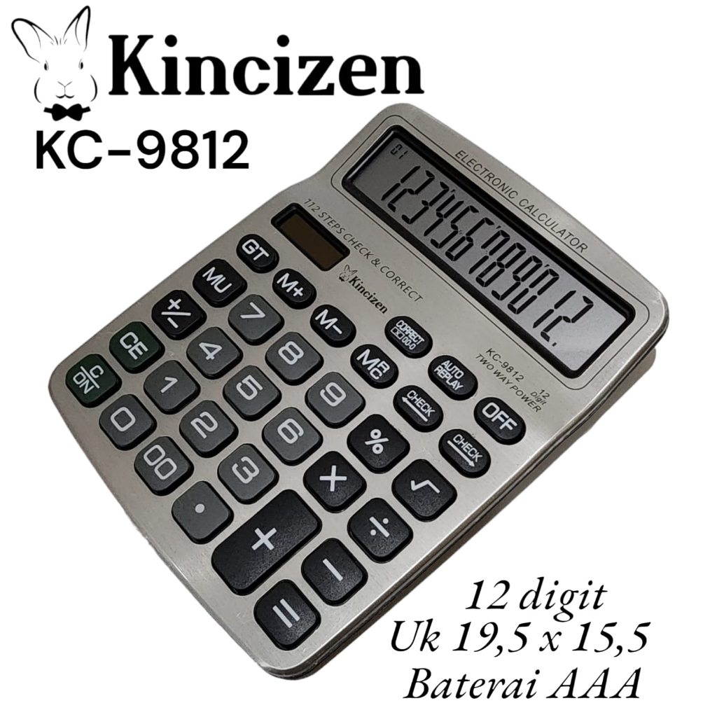 

Original Kalkulator KINCIZEN KC 9812 Calculator 12 Digit Check Correct KC-9812 Baterai aaa