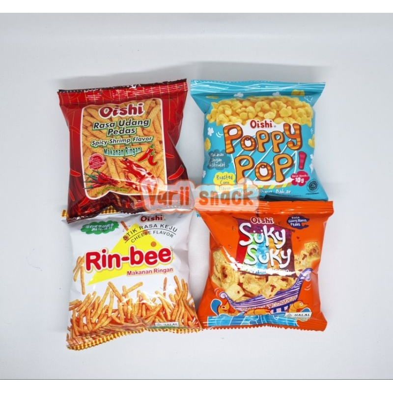 

Oishi Rin Bee Oishi Udang Pedas Poppy Pop Suky Suky 1 Renceng 10 pcs