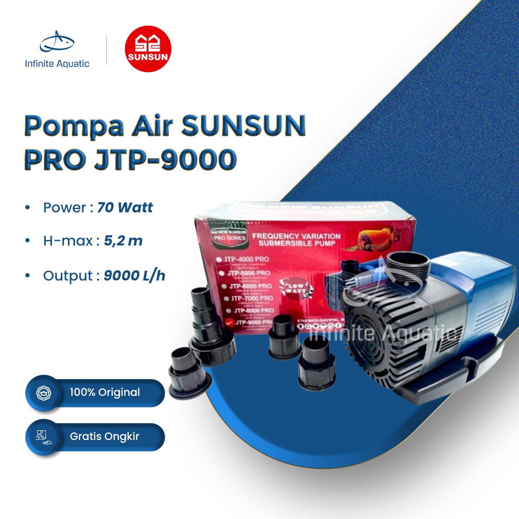 Pompa Air SUNSUN PRO JTP-9000/JTP 9000 Pompa/Pumpa Celup Kolam Ikan Low Watt