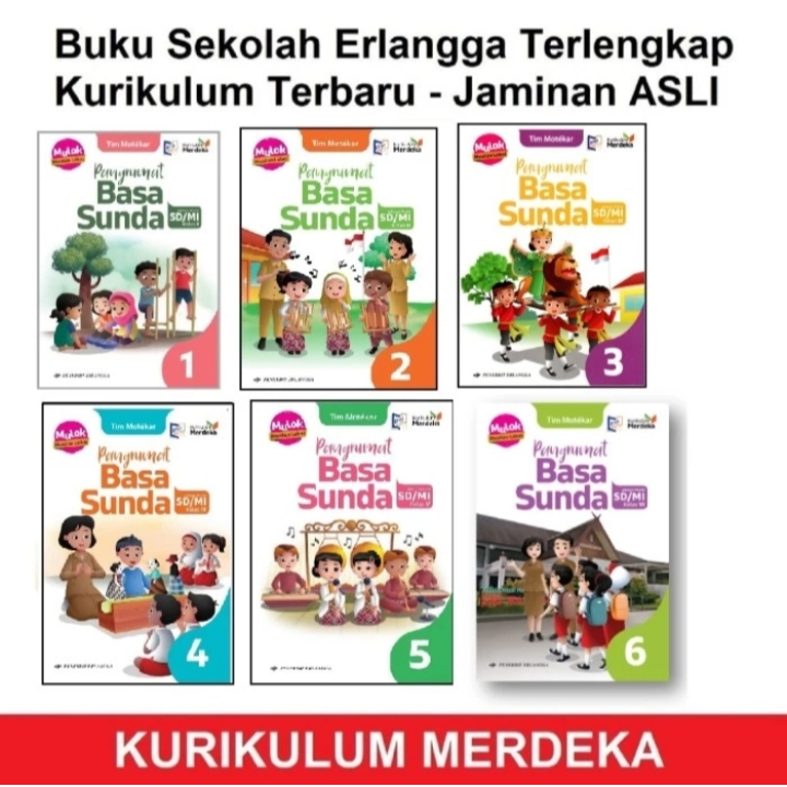 ORI harga satuan buku teks pangrumat bahasa Sunda kurikulum merdeka untuk SD/mi kelas 1-6 penerbit E