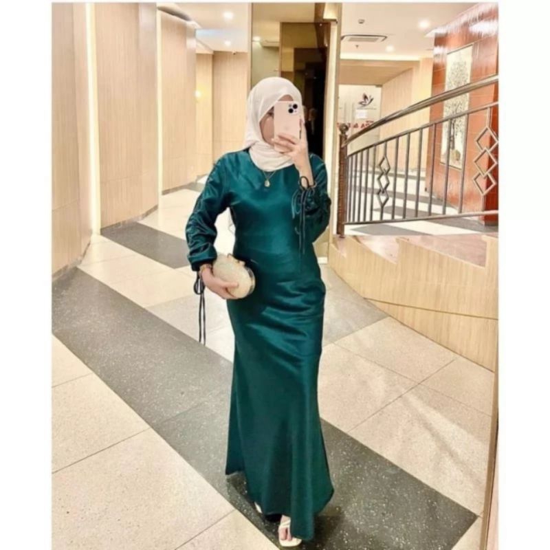 Long Dress Satin Silk VANESA Dress Kondangan Bodycon Simple Maxi Gamis Lebaran