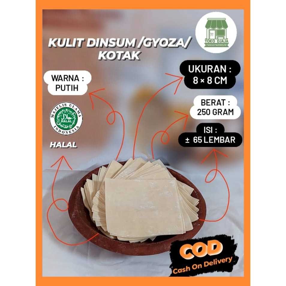 

Kulit Dimsum Kotak Kemasan 250 gram Warna Putih 8cm x 8cm Tipis Kulit Siomay Gyoza Enak Halal