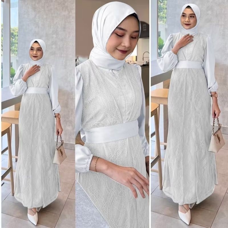 (NEW) SARINA Dress - Baju Gamis BUSUI Dress Maxi Maxy Brukat Brokat Premium Remaja Wanita Perempuan 