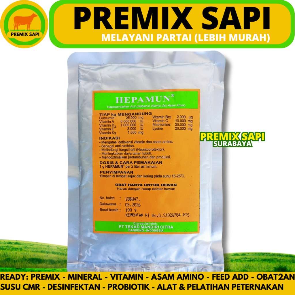 HEPAMUN 100 GRAM - Hepatoprotektor Curcuma Asam Amino Perbaiki Fungsi Hati Ternak Ayam Unggas - Vita