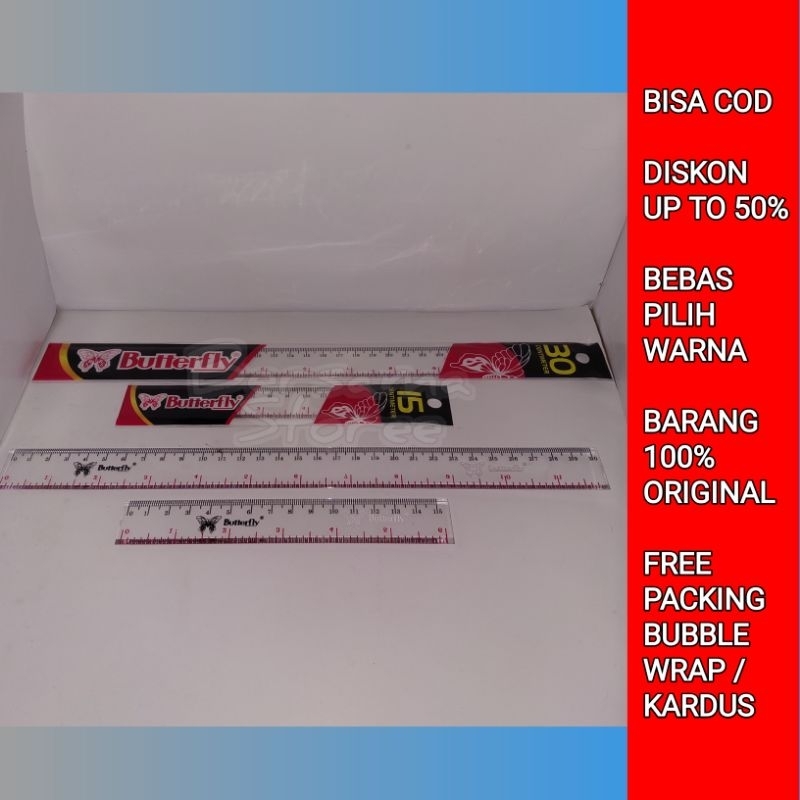 

Penggaris Butterfly 15cm 30cm / Penggaris Plastik 15cm 30cm Murah Original