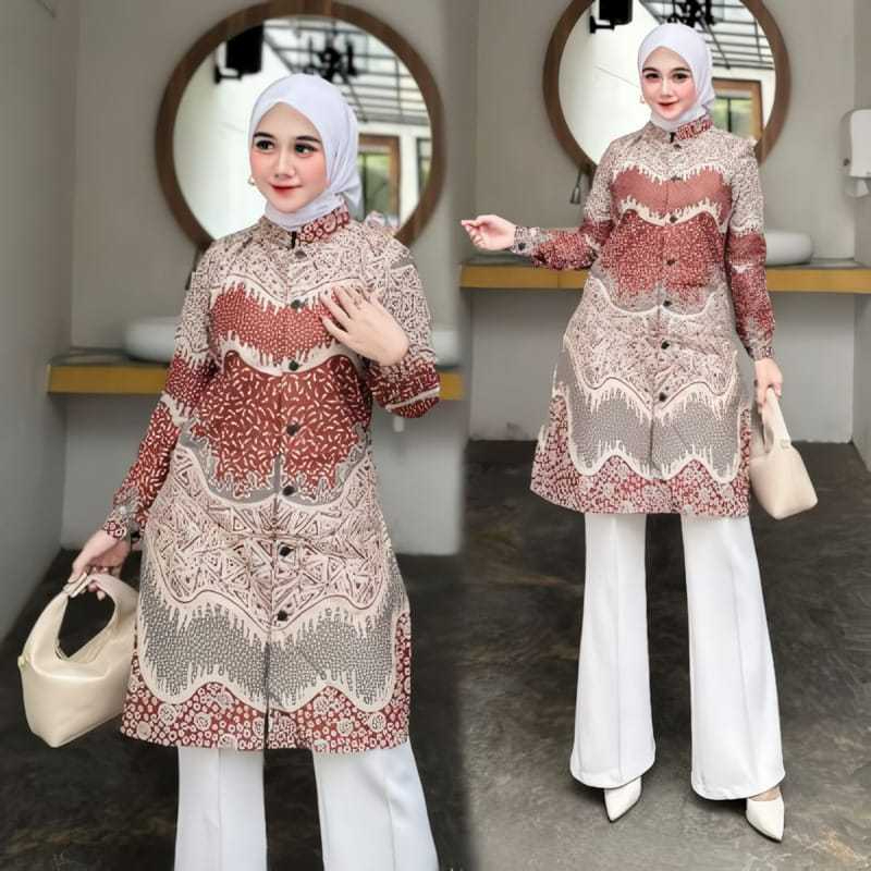 Batik Tunik Nirmala Batik Modern Blouse Tunik Atasan Batik Wanita Tunik Lyodra