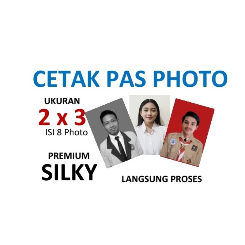 Paket cetak pas photo / foto ukuran 2x3 perpaket isi 8. pakai kertas silky/doff bisa ganti warna das
