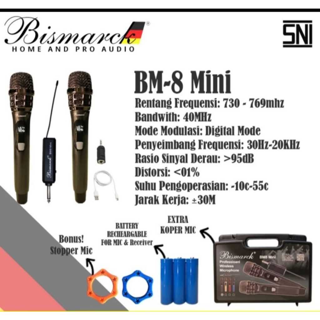 Mic Wireless Bismarck BM-8 Mini / Microphone BM8 Mini Original