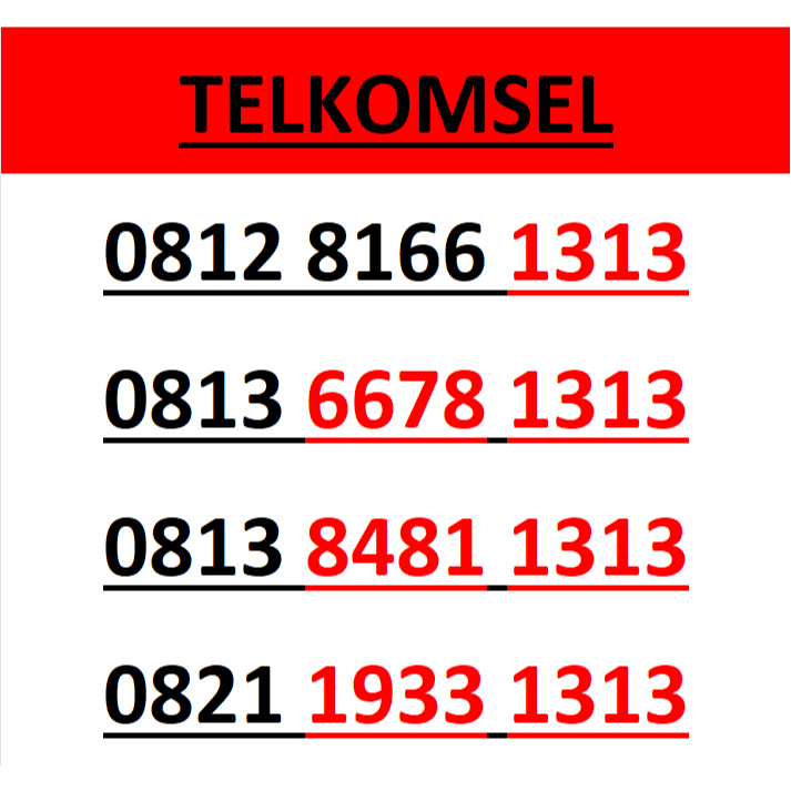 Nomor cantik simpati telkomsel seri abab 1313 murah lengkap w400