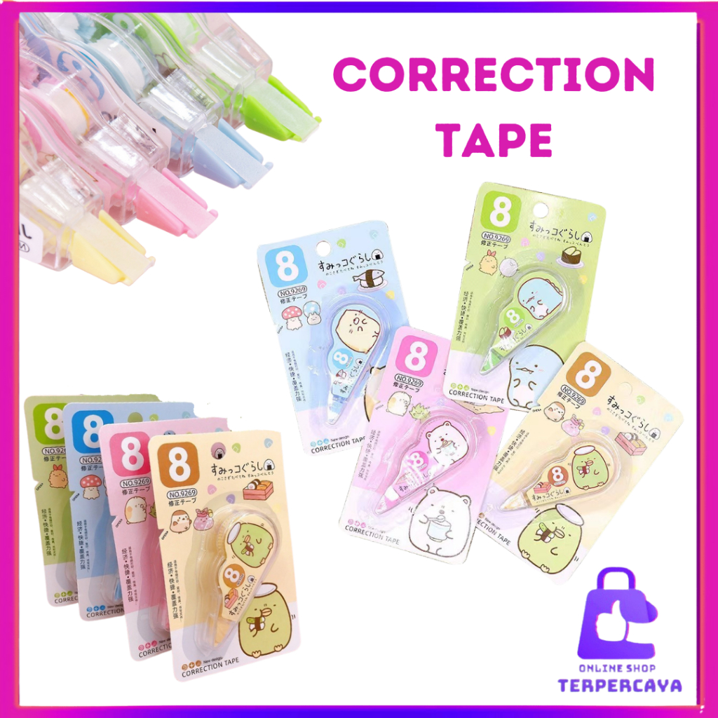 

OST Correction Tape 8 Meter Students Stationary School Supplies Multiple Color 8M Karakter Lucu Unicorn Penghapus Pena Roll Kertas Mini