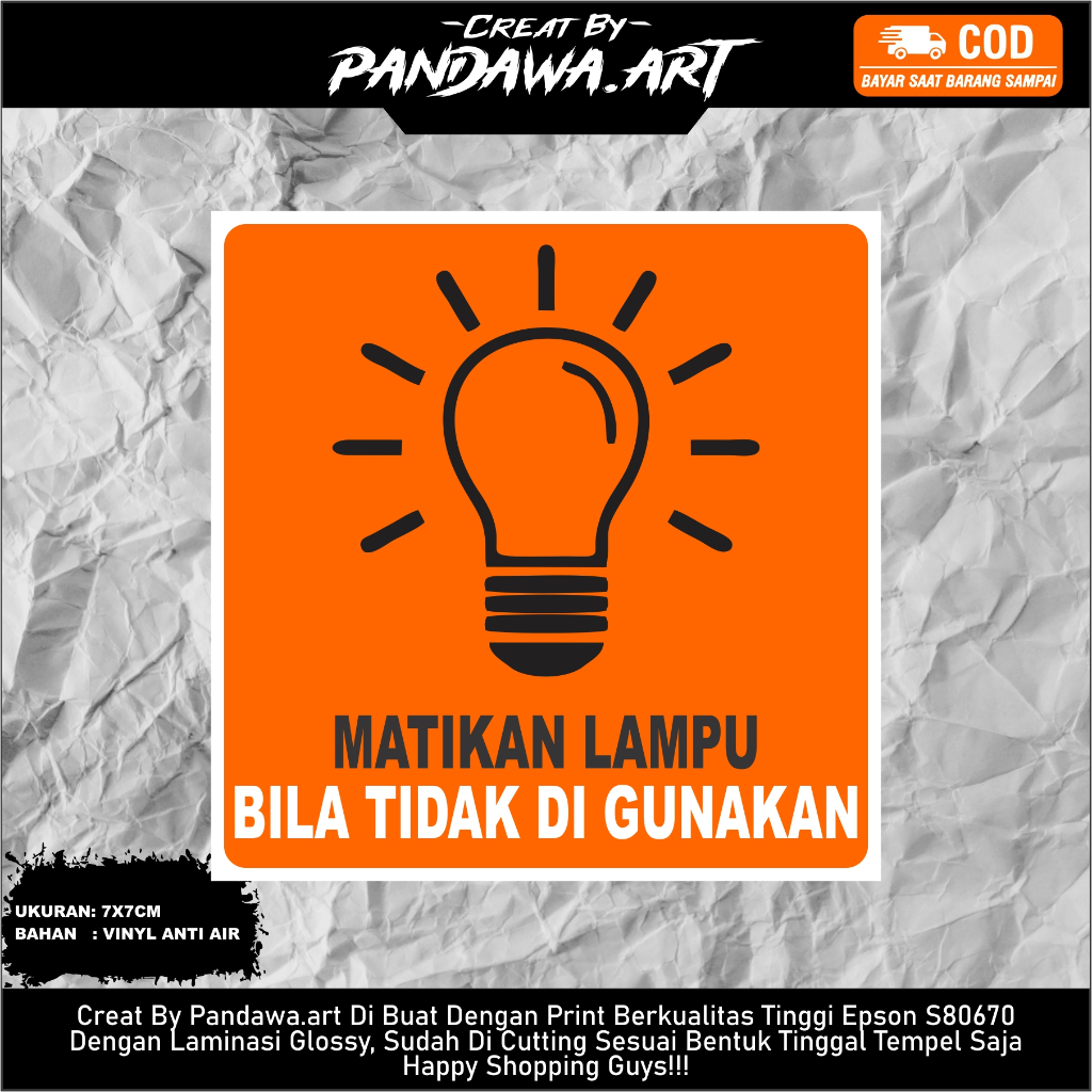 

Stiker Matikan Lampu / Stiker Hemat Energi / Stiker Hemat Listrik