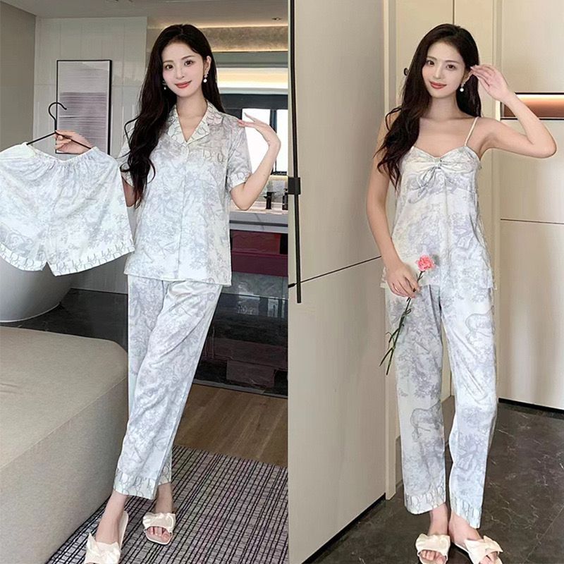 VTreasury - Baju Tidur Wanita / Piyama Satin Premium / Sutra Set 4 in 1 - 445