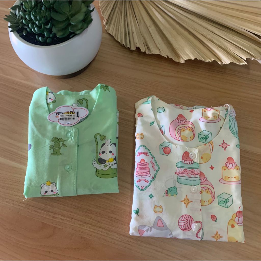 MAJESTY Piyama Anak Katun Baju Pendek Celana Panjang - Motif My pudding / Panda Bath SML