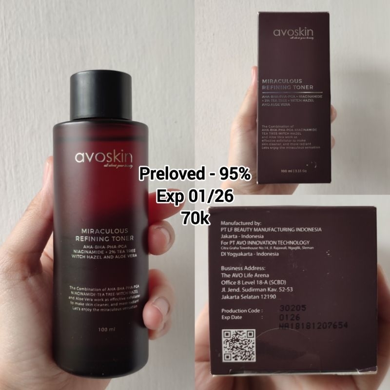 Preloved Avoskin Miraculous Refining Toner Exfo Murah