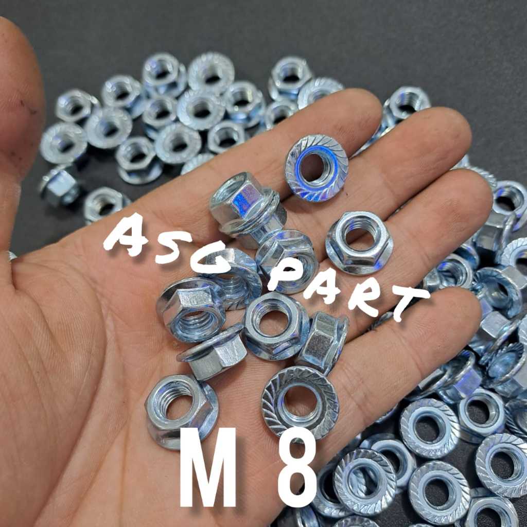 Mur Flange Nut M8/Mur Topi M8 Kunci 12