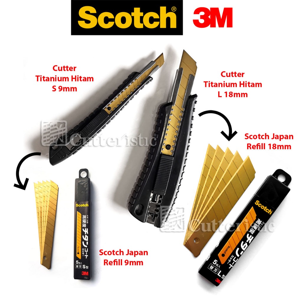 

Cutter Emas, Scotch 3M 18mm Titanium Blade Besar